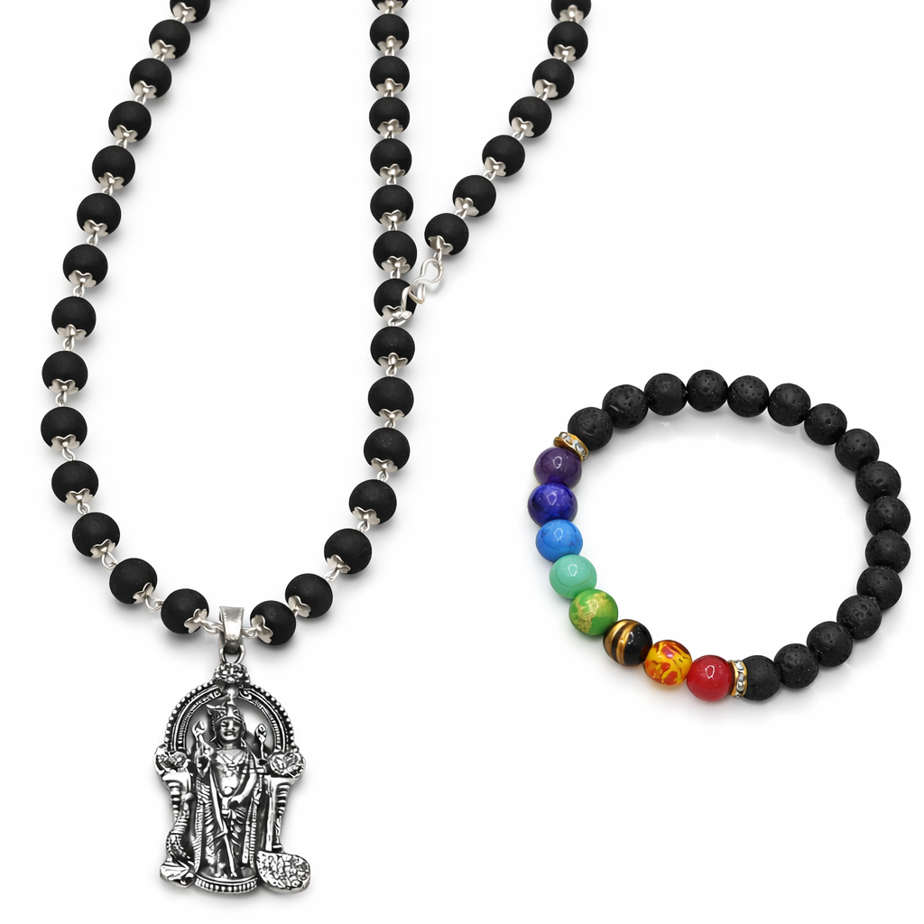 Karungali Maala with 7 Chakra Bracelet