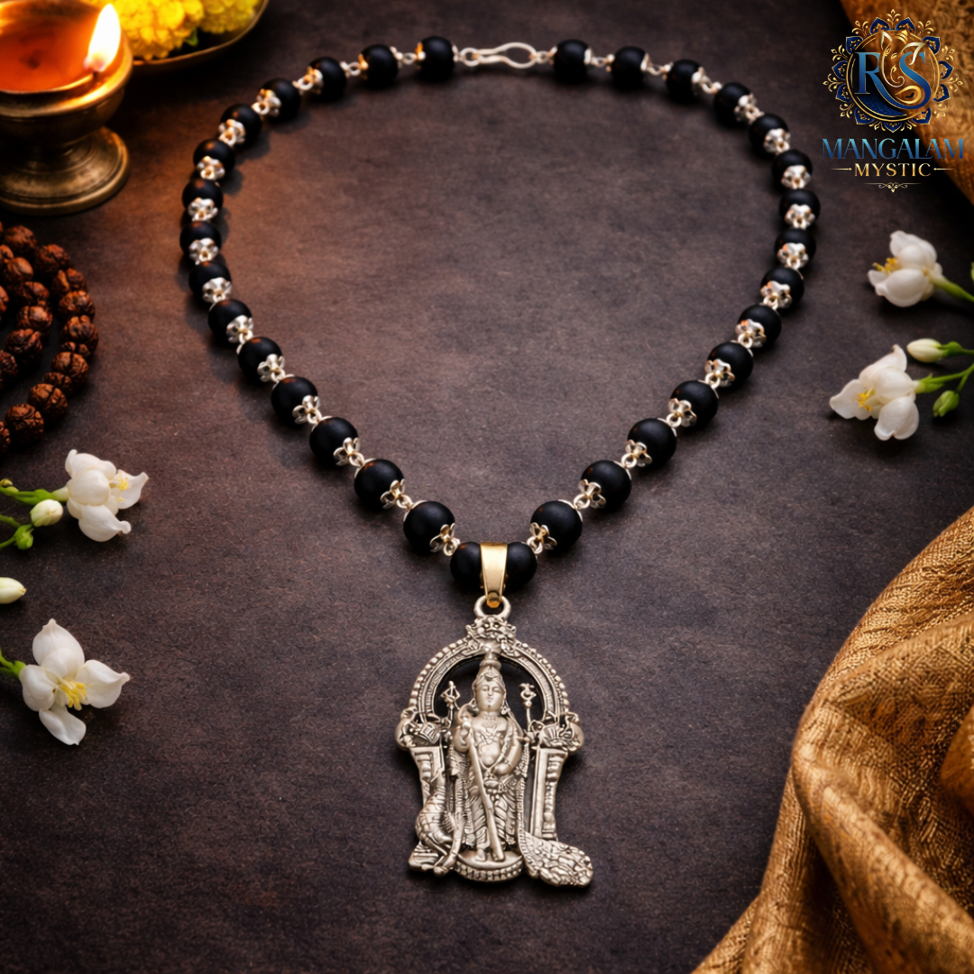 Karungali Necklace with Murugan Pendant