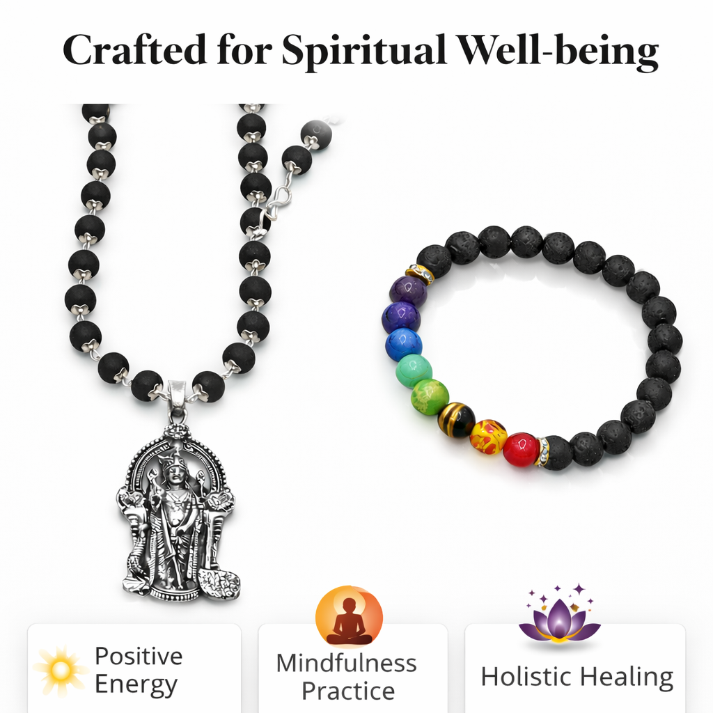 Karungali Maala with 7 Chakra Bracelet